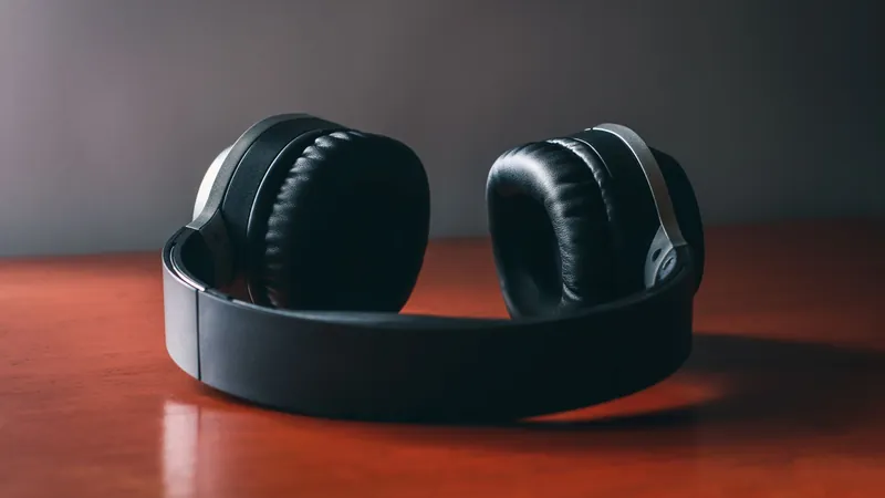 Photo of headphones on a table, sent to the API