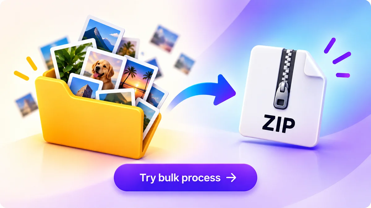 A folder of photos turning into a single ZIP file — try bulk process